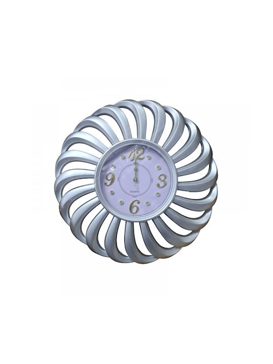 Ceas de Perete Plastic Argintiu Ø50cm
