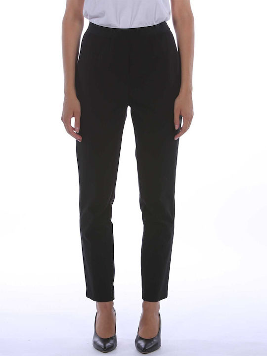 パンツ ELISABETTA FRANCHI Women Straight Pants PA08651E2 110 Black PA08651E2 Elisabetta Franchi Crepe Tuxedo Pants With Satin Bands
