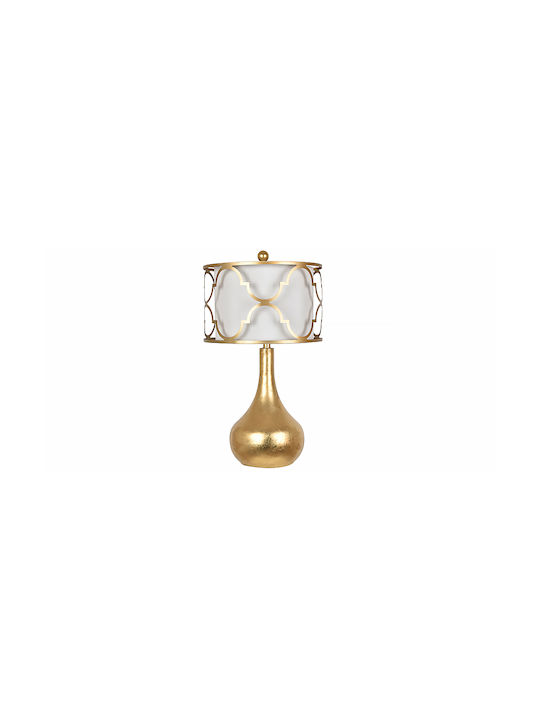 Calandra Metal Table Lamp LED with White Shade and Gold Base