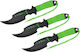 Set Drei Wurfmesser Grün 19 cm Stahlgehäuse Inklusive