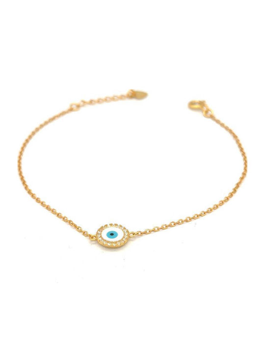 Drandakis Women's Bracelet with design Eye made of Silver Gold Plated with Zircon
