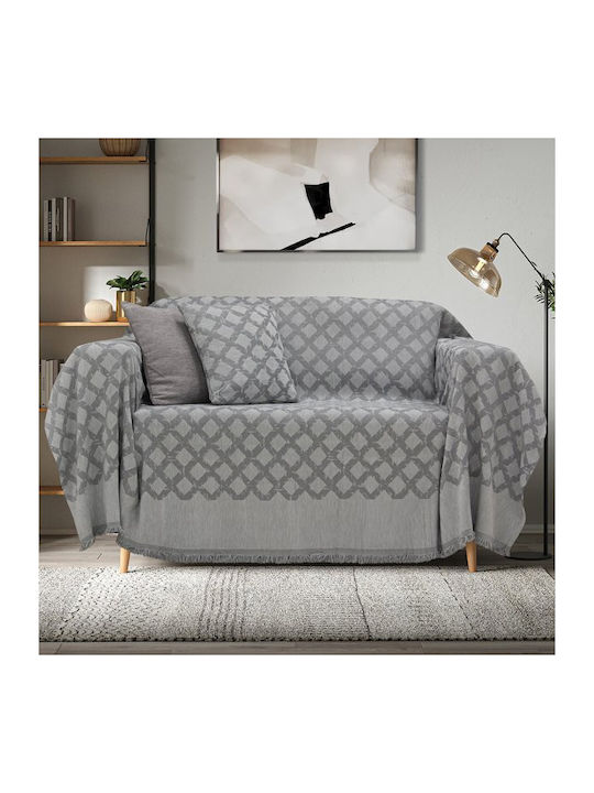 Lino Home Milto Ριχτάρι Τριθέσιου Καναπέ Chenille 180x300εκ. Gray 3000004152