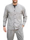 Langärmeliges Zeichenfolge Overshirt in Enge Passform Grau