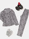 Velours-Pyjama-Set mit Tiermuster Grau Grau