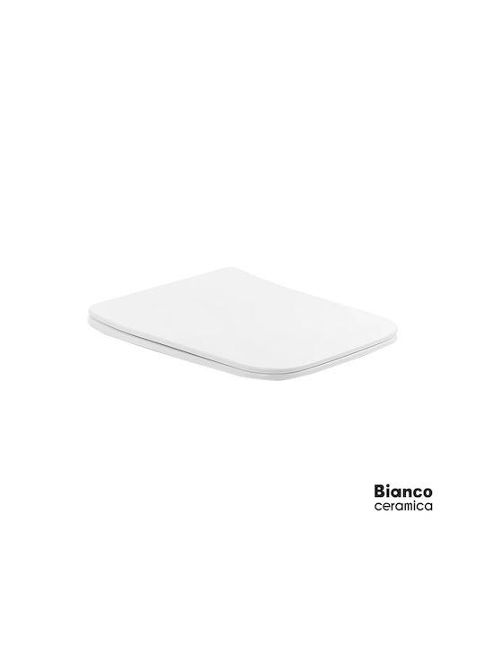 Bianco Ceramica Plastic Soft Close Toilet Slim Seat White