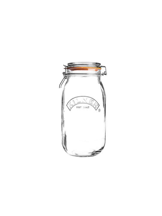 KIlner Vase General Use with Airtight Lid Glass Transparent 1500ml