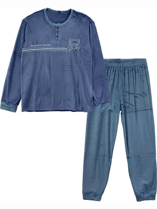Ustyle Men's Winter Pajamas Set Blue