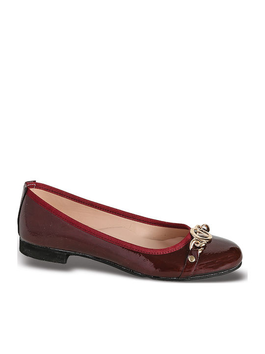 Synthetic Leather Ballerinas Burgundy