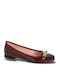 Synthetic Leather Ballerinas Burgundy