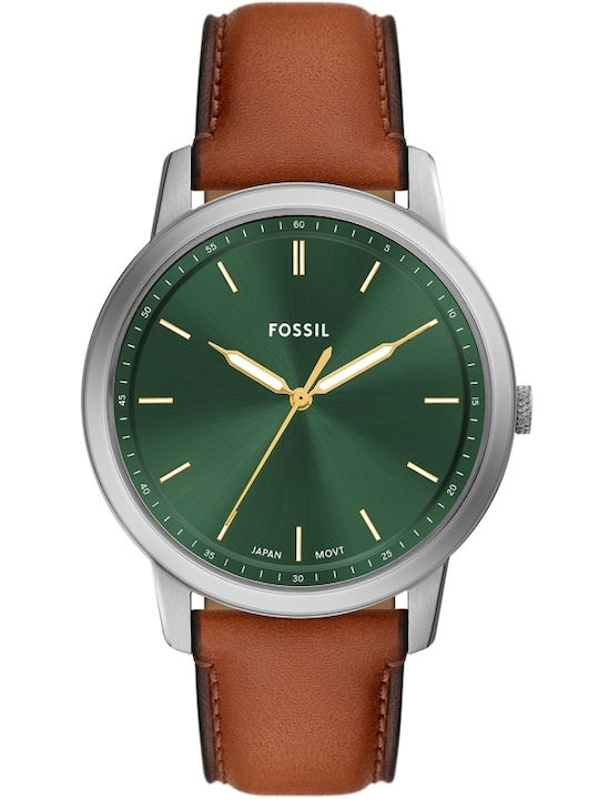 Fossil Herrenuhr 44mm Batterie mit Braun Lederarmband