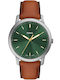 Fossil Herrenuhr 44mm Batterie mit Braun Lederarmband