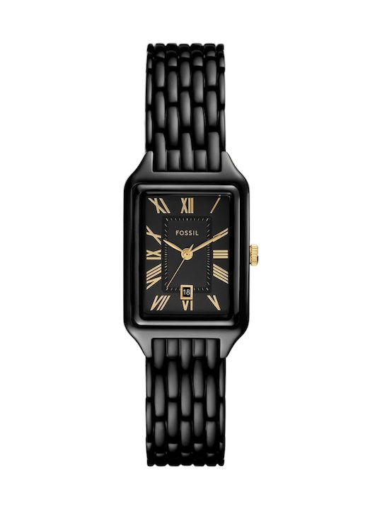 Fossil Three Ceas de Damă cu Negru Brățară Metalică