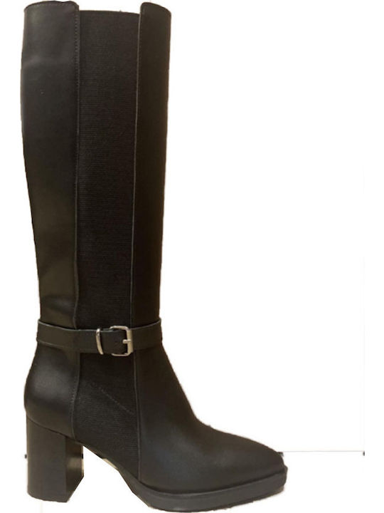 High Heel Women's Boots with Zipper Black