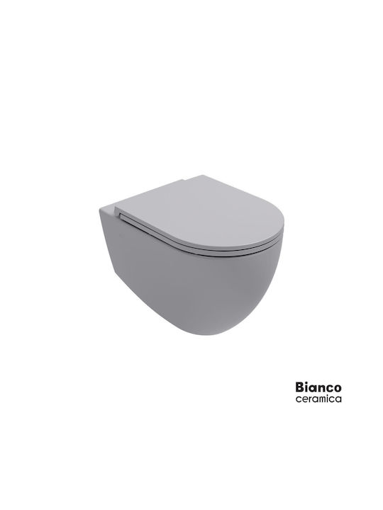 Bianco Ceramica Wandhängende Toilette Randlos mit Deckel Sanftes Schließen Gray