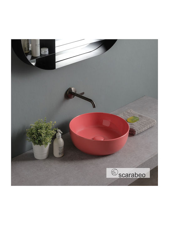 Scarabeo Aufgesetztes Waschbecken Porzellan 39x39cm Peach Glossy