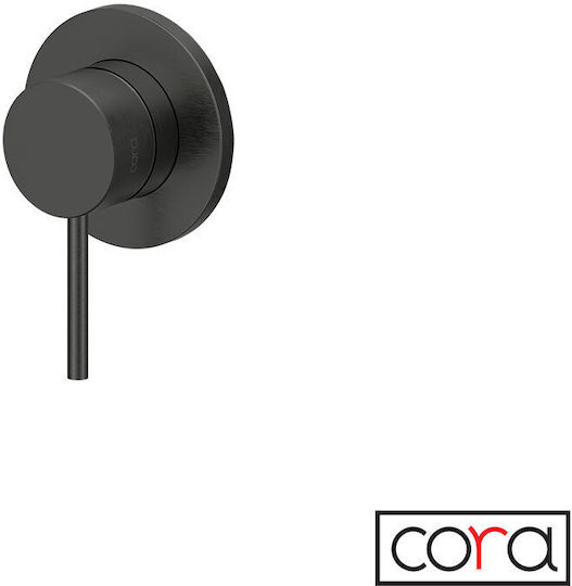 Cora Μίκτης Μπαταρίας Εντοιχισμού για Ντουζιέρα 1 Εξόδου Inox Μαύρος 5206014024253