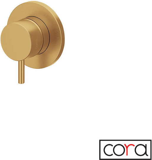 Cora Μίκτης Μπαταρίας Εντοιχισμού για Ντουζιέρα 3 Εξόδων Inox Χρυσός 5206014024277
