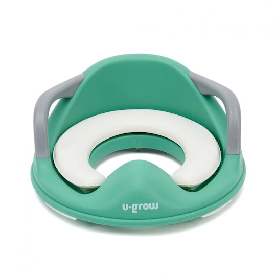 U-Grow Toddler Toilet Seat with Handles and Green Cushion