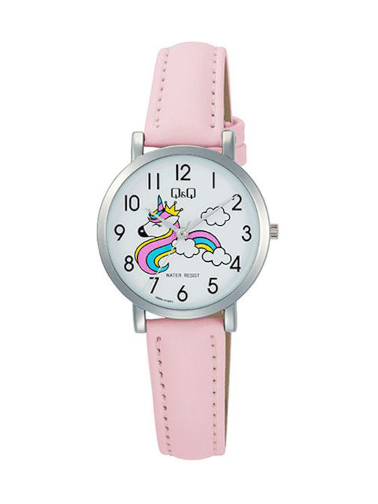 Q&Q Kinder-Analoguhr mit Lederarmband Rosa