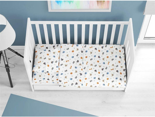 Dimcol Σετ Βρεφικά Σεντόνια Κούνιας Φανελένια Bebe Zoo White 120x160εκ. 3τμχ