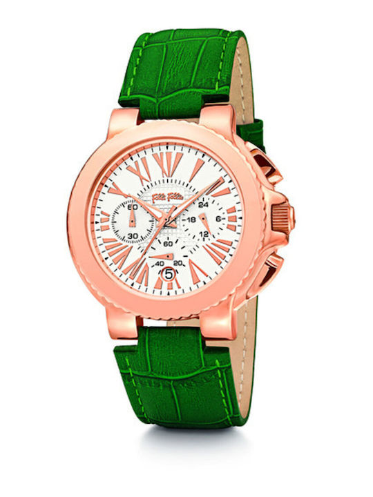 Folli Follie Women's Watch Chronograph with Green Leather Strap
