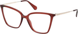 Max & Co Weiblich Metallisch Brillenrahmen Schmetterling Rot