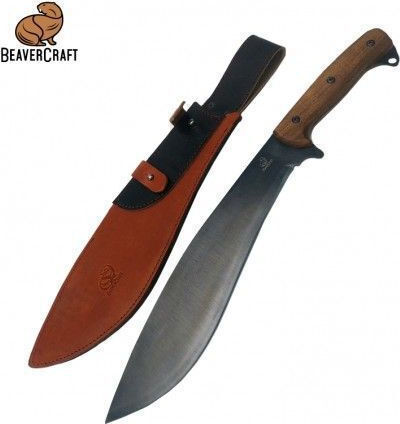 Beaver Craft Machete Brown in Leather Sheath