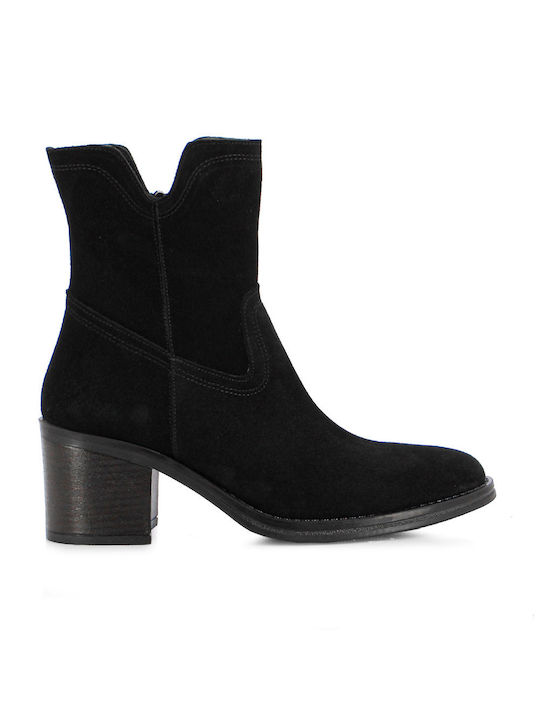 Leder Stiefeletten Damen Schwarz