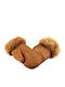 Unisex Leather Gloves with Fur Tabac Brownc Brown