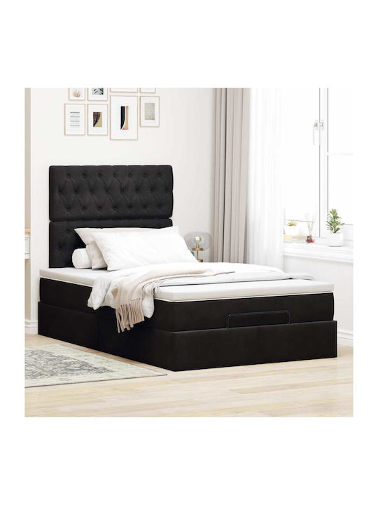 Doppelbett Mit Stoff Schwarz Mit Stauraum Mit Lattenrost & Matratze 120x190cm