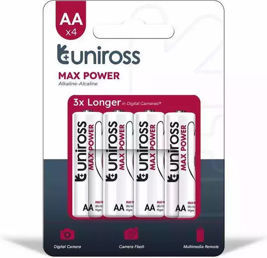 Uniross Max Power Αλκαλικές Μπαταρίες AA 1.5V 4τμχ