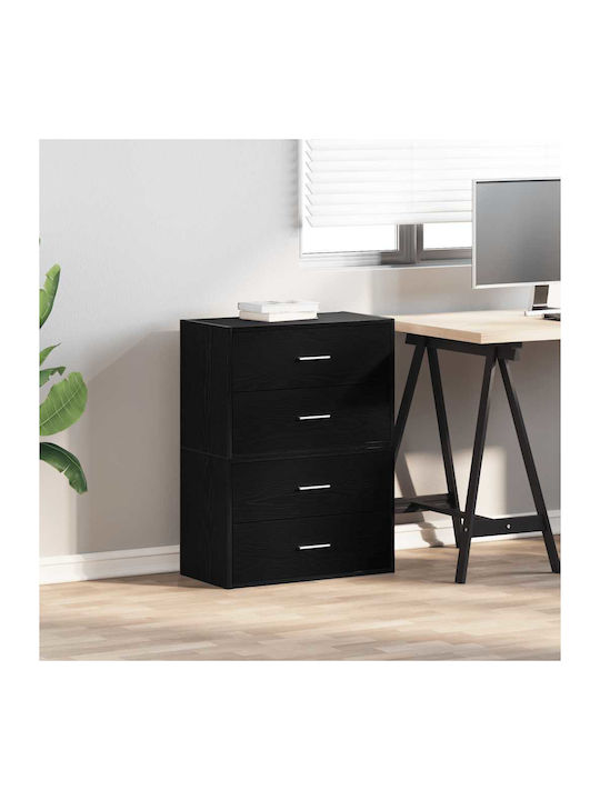 Wooden Chest of Drawers with 4 Drawers Black Oa...
