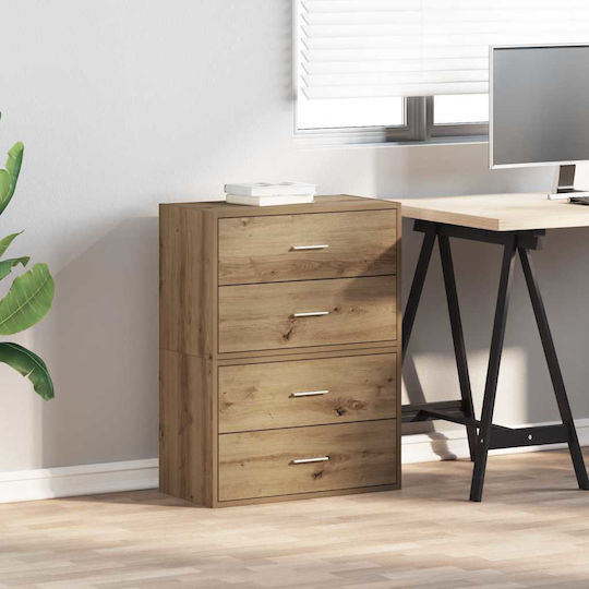 Wooden Chest of Drawers with 4 Drawers Coffee 60x31x60cm
