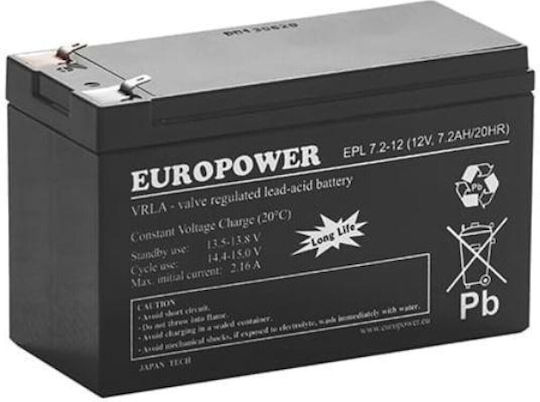 Europower Батерия UPS с Капацитет 7.2Ах и Напрежение 12V 1бр