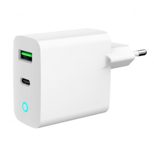 Gembird Charger Without Cable with USB-A Port and USB-C Port 20W Power Delivery / Quick Charge 3.0 Whites (TA-UC-PDQC20L-W-01)