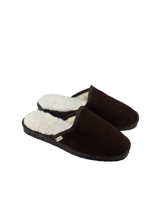 Men's Leather Slippers Brown