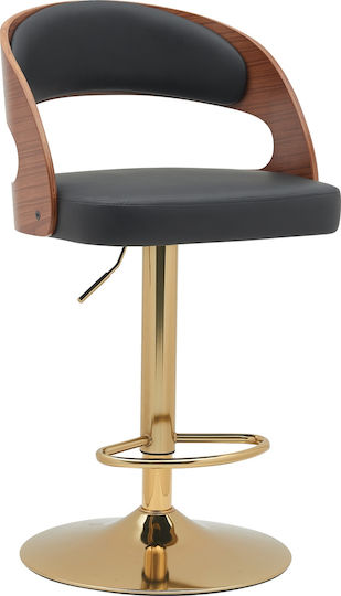Scaun de Bar cu Spătar Tapițat cu Piele Ecologică Sindri Negru/Maro 48x49x91 cm