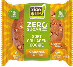 RiceUp Biscuiți Soft Collagen Cu chipsuri și umplutură Caramel Toffee Fără Zahăr 1buc 60gr