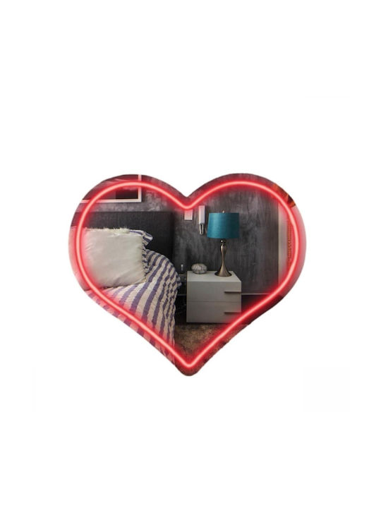 Oglindă cu LED Neon Inimă Roșie 33x28 Mood