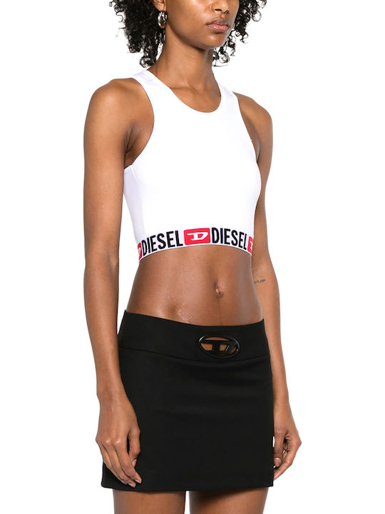 Diesel Damen Crop Top Baumwolliges Ärmelloses Weiß