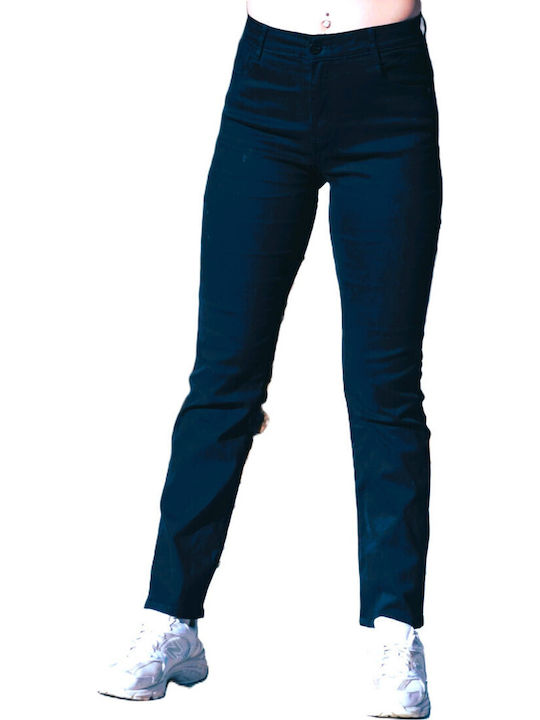 Damen Hoch tailliert Stoff Hose Push-up Dark Blue