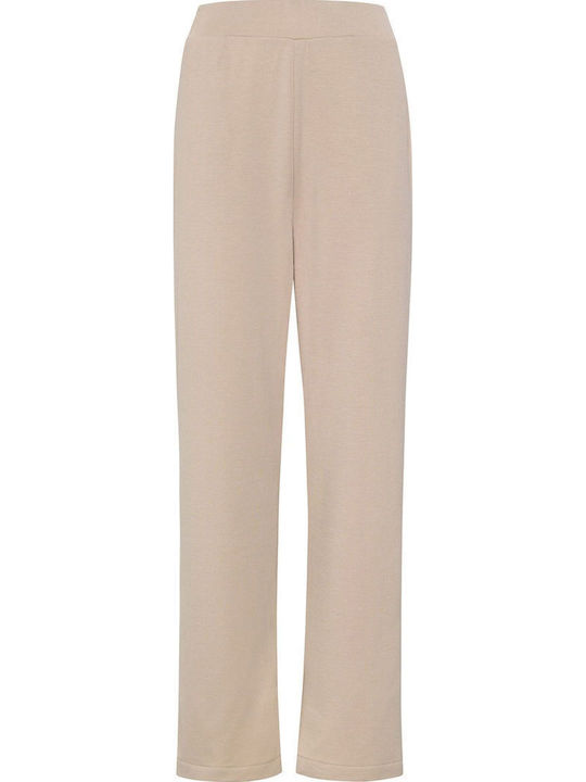 Hohe Taille Jogginghose Breit white