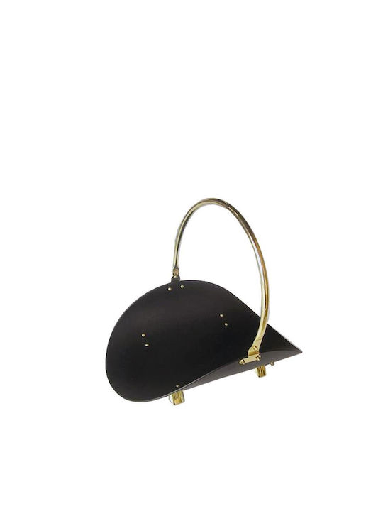 Metallic Basket Wood Storage 48x34x35cm Black