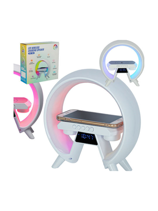 ikonka Ceas Digital de Masă cu Alarmă, Radio și Încărcare Wireless Alb KX3384