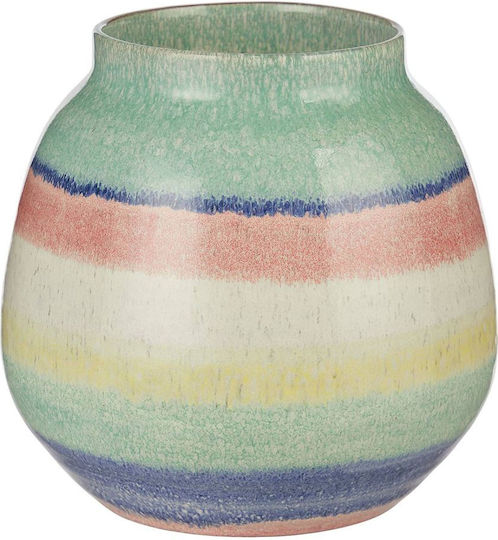 Praia Vase Mehrfarbige Streifen Türkis Terrakotta Durchmesser 19 cm H 18 cm