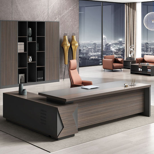 Vip Desk Right Corner Shade Grey Walnut EO929 R Walnut Grey Melamine 200x180x75cm 1pc