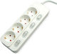 Value Power Strip 4-way Individual Switches White 1.5m 19.99.0940