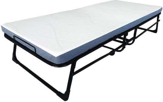Πτυσσόμενο Ράντζο με Στρώμα 7cm Μονό Γκρι 190x80x40εκ.