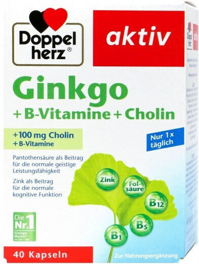 Doppelherz Ginkgo + Vitamin B + Cholin Πολυβιταμίνη για την Υγεία του Νευρικού Συστήματος 40 κάψουλες