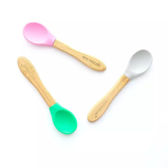 Eco Rascals Set pentru bebeluși cu Linguri din Bambus Gri 3buc